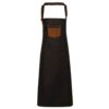 "DIVISION" WAXED LOOK DENIM BIB APRON WITH FAUX LEATHER