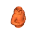Orange hoodie 3D render seen from above with hands in pockets on a black background.
