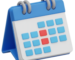3D calendar icon showing a month layout with a red highlighted date for emphasis on scheduling